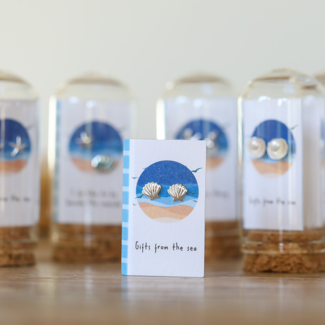 Sterling Silver Earrings in a Gift Bottle | Various Coastal Designs