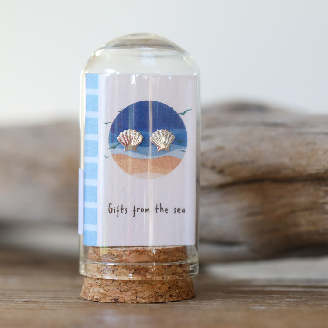 Sterling Silver Earrings in a Gift Bottle | Various Coastal Designs