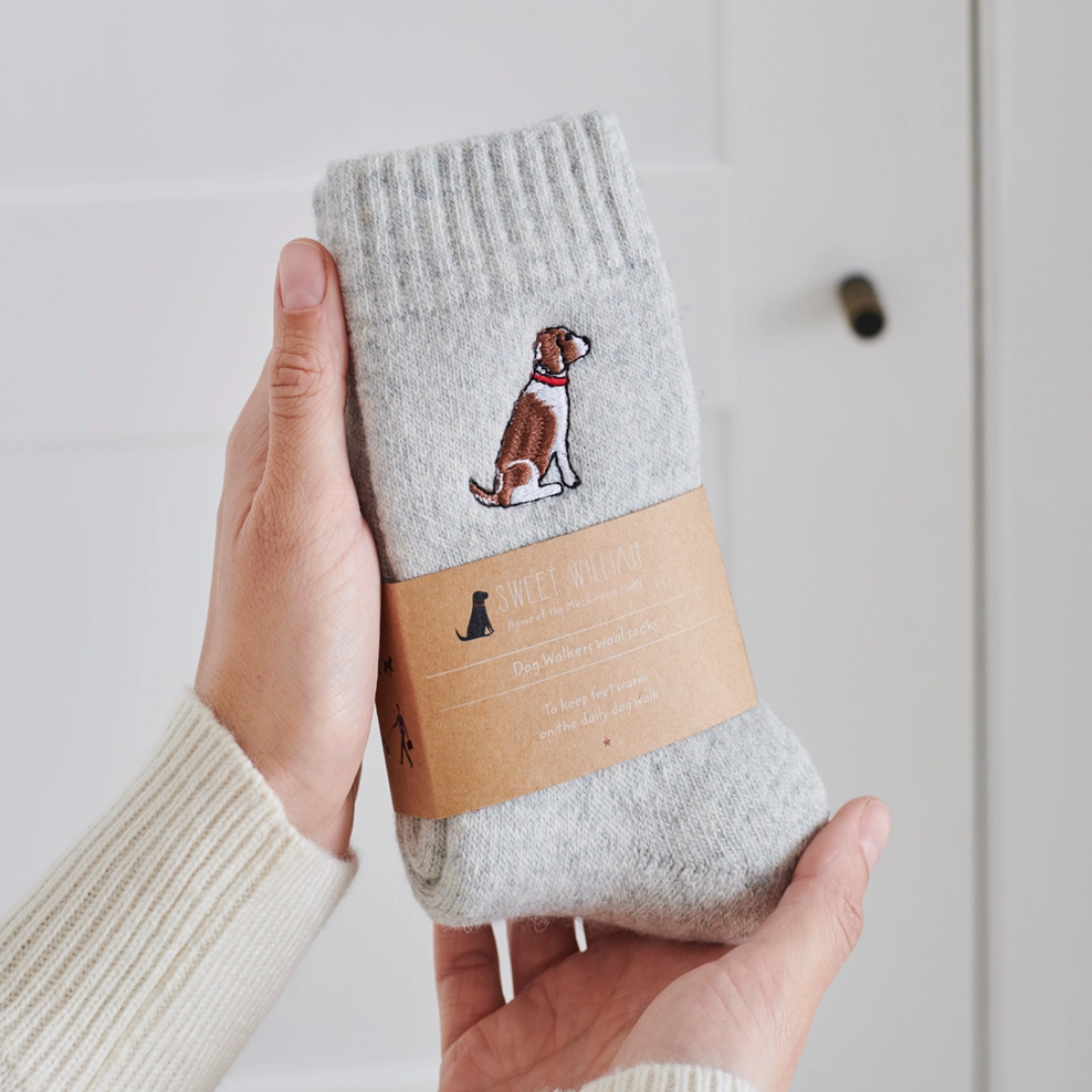 Embroidered Dog Walking Socks | 12 Breeds | One Size 4-12