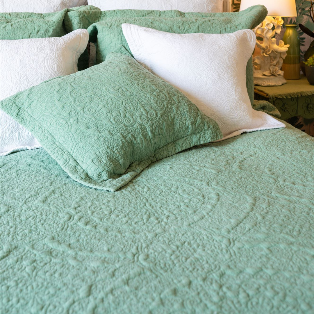 Stonewash Cotton Bedspread | Sea Green