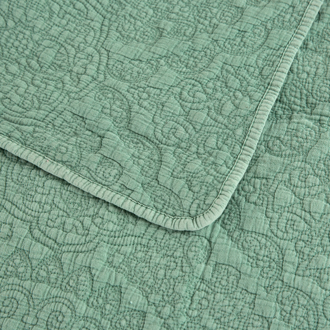 Stonewash Cotton Bedspread | Sea Green