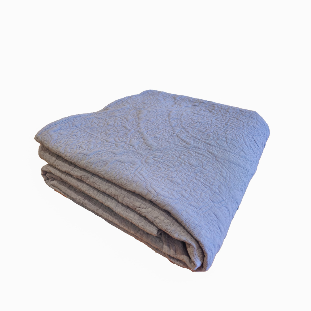 Stonewash Cotton Bedspread | Cornflower Blue