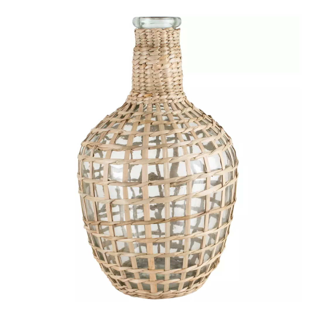 Straw Wrapped Glass Vase