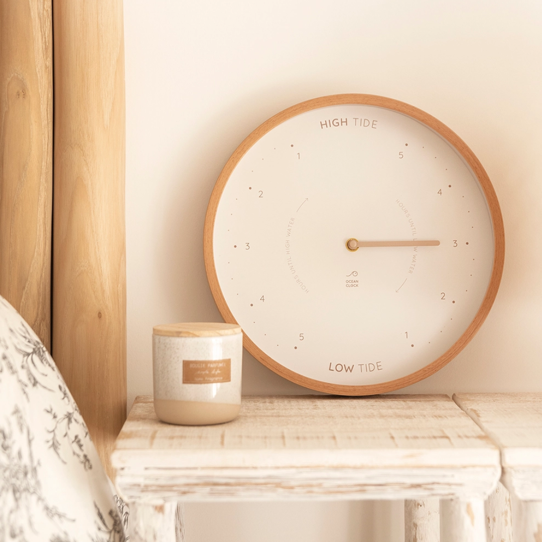 Wooden Tide Clock | White & Beige