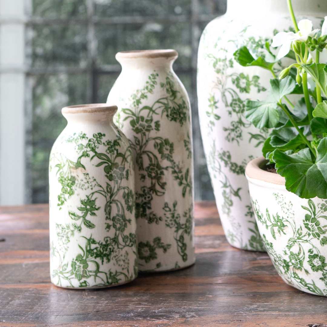 Green Botanical Bottle Vases | 2 Sizes
