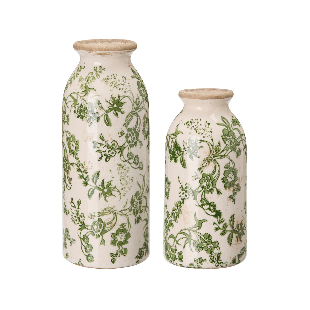 Green Botanical Bottle Vases | 2 Sizes