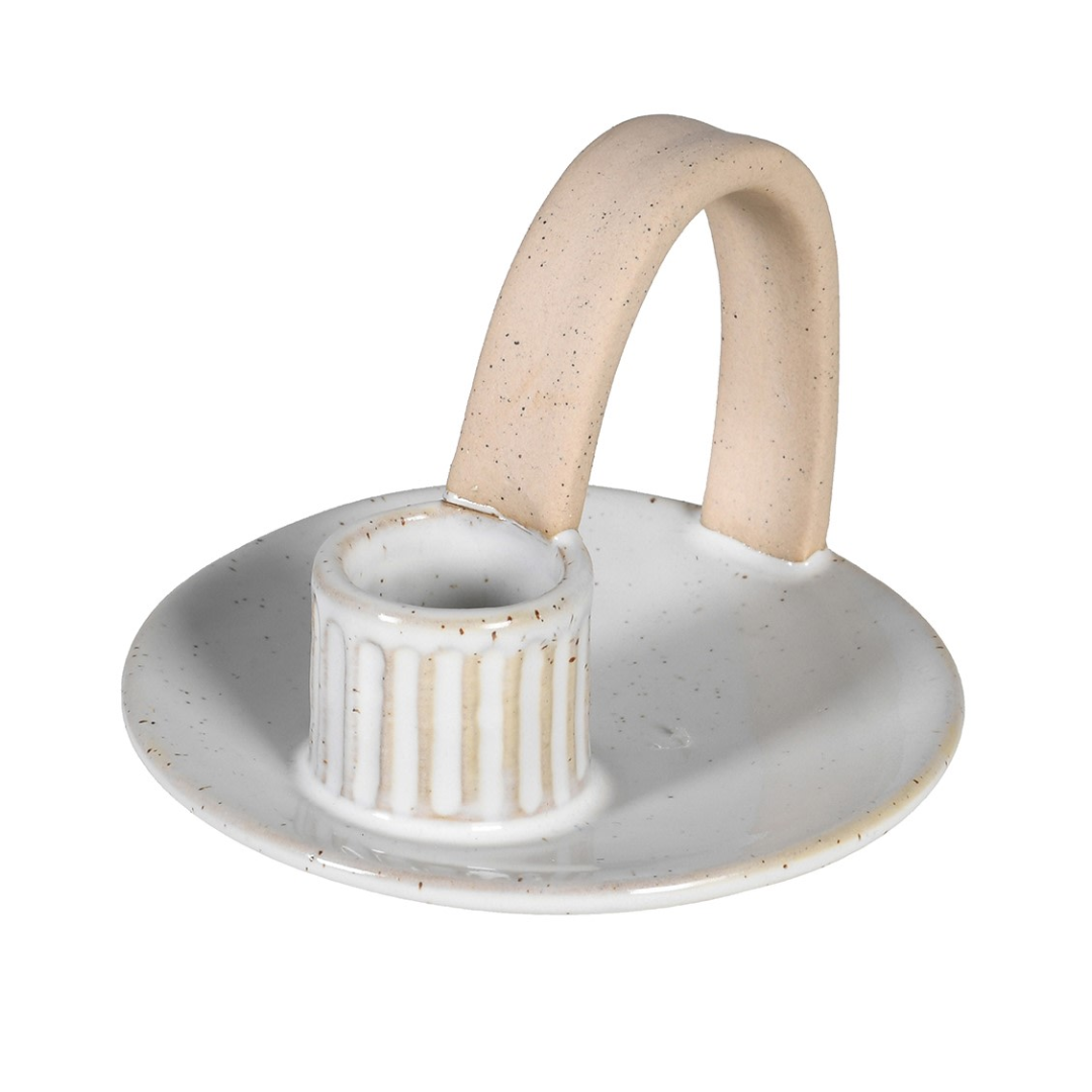 White Ceramic Candle Holder