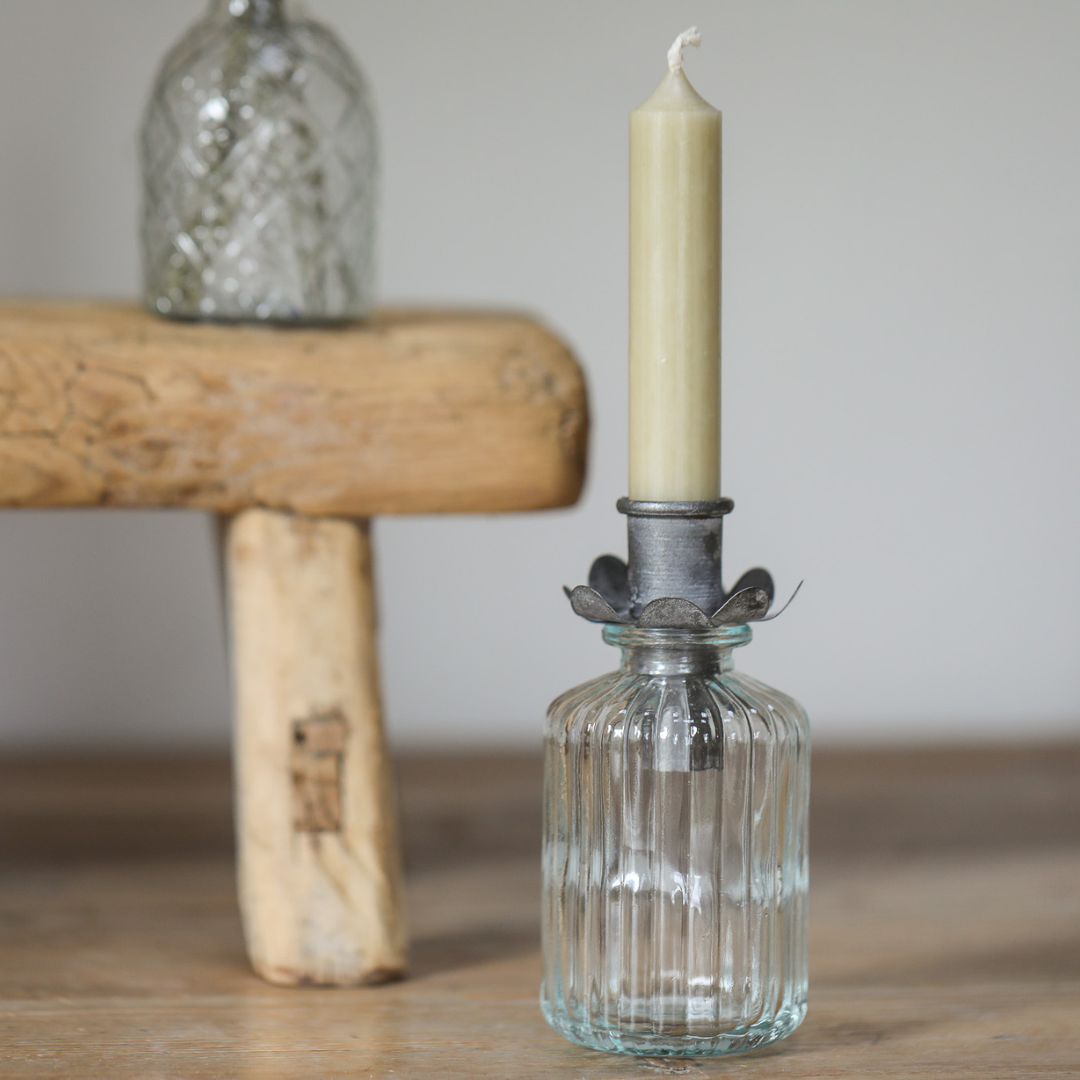 Bottle Top Candle Holder | Zinc Flower