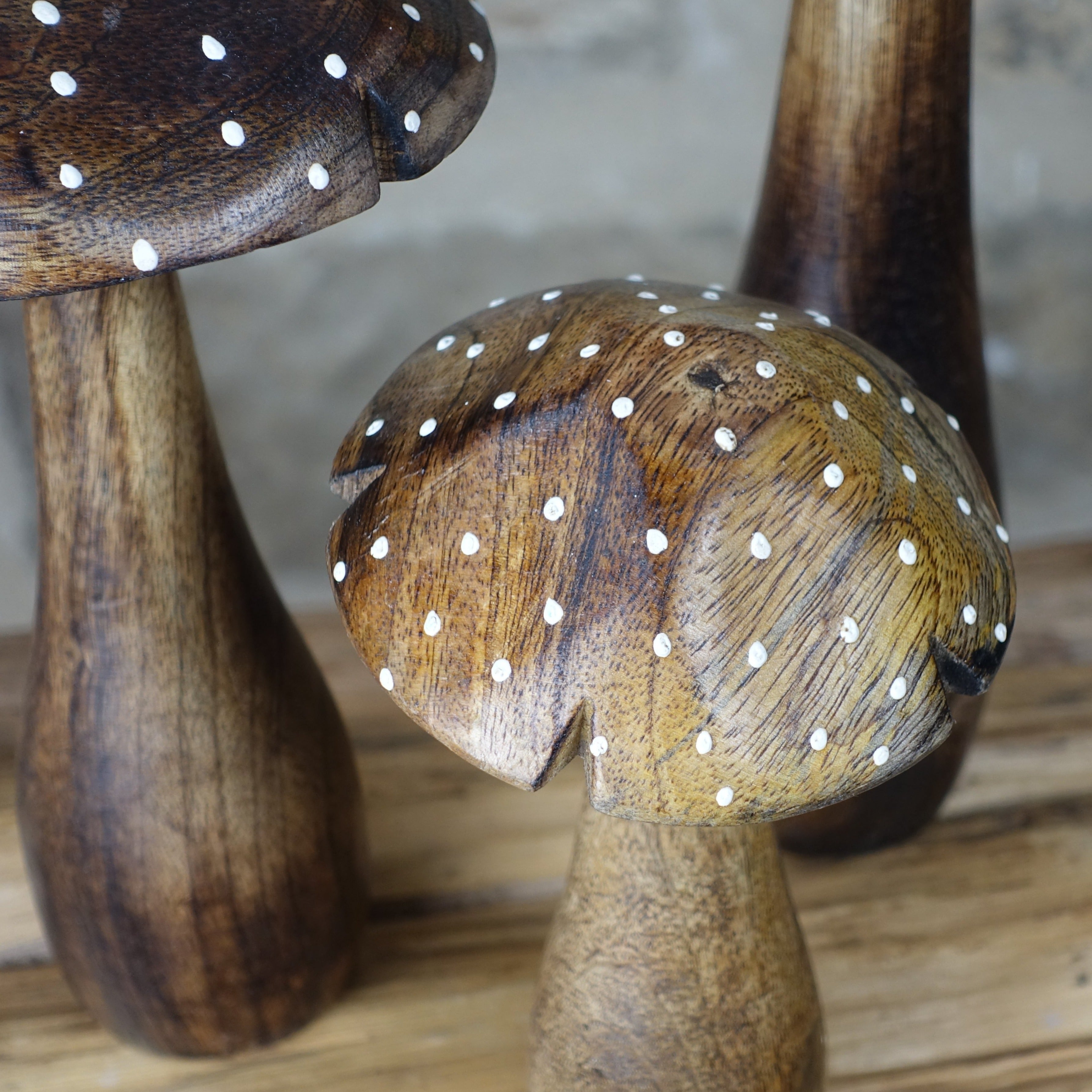 Hand Painted Wooden Mushrooms | Set of 3