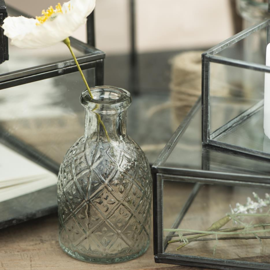 Mini Glass Bottle Vase Harlequin Pattern